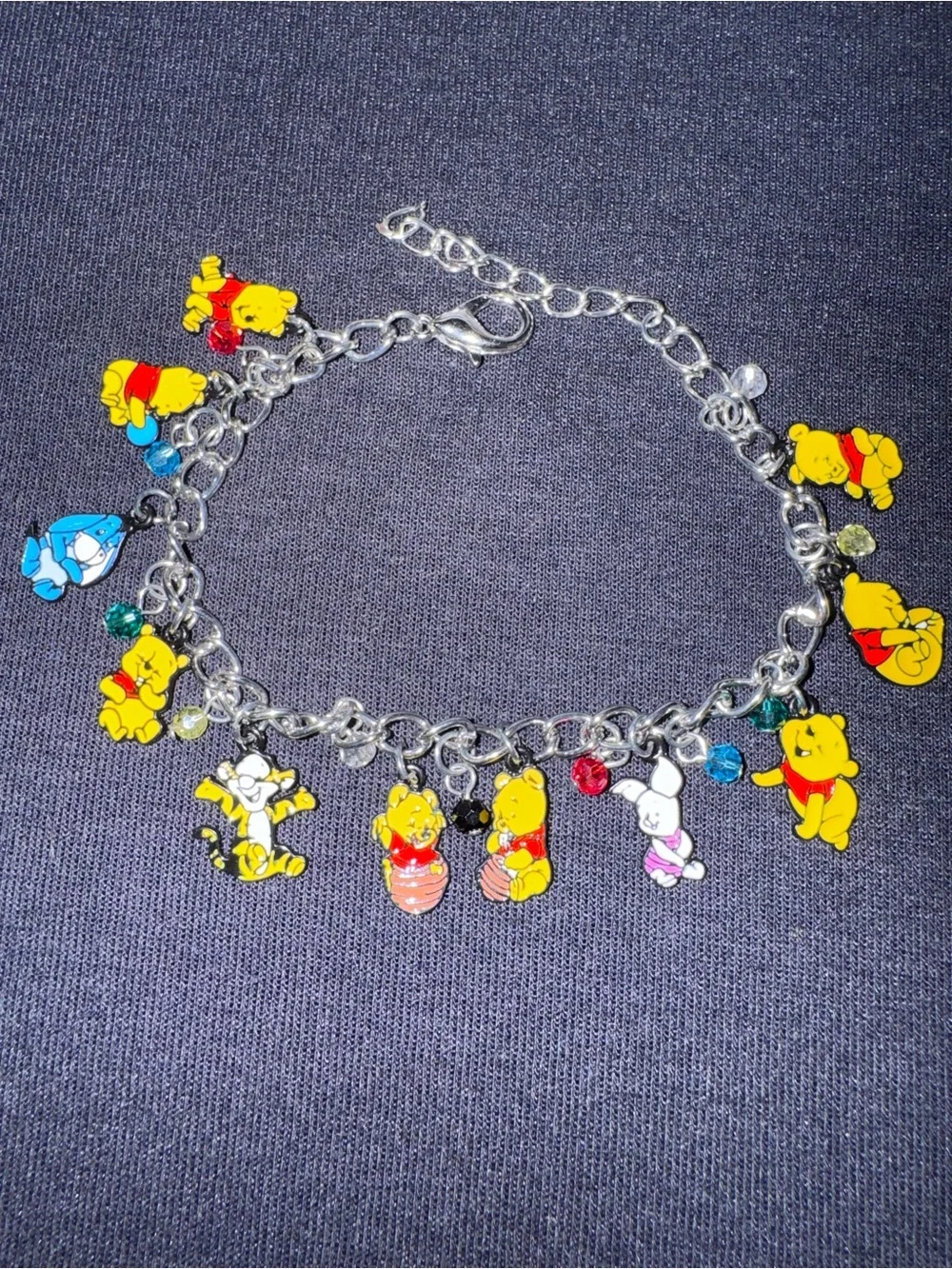 Disney Winnie the Pooh Multi-Charms Silver Tone Charm Bracelet